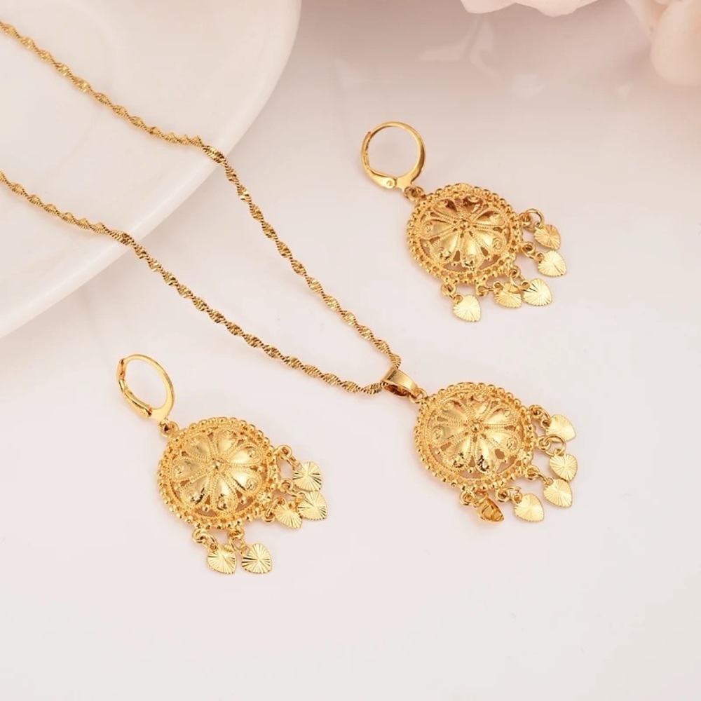 New-Gold jewelry Set, 24k Golf Plated Jewelry Set, Gold Necklace, Gold Earrings